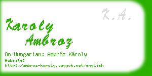 karoly ambroz business card